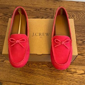 Jcrew pink nubuck driving moccasins
